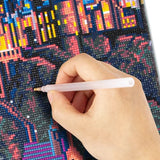 Harry Potter Bootsfahrt Schwarzer See Diamond Painting Nahaufnahme mit Diamant-Malstift beim Setzen der glitzernden Steinchen