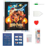 Harry Potter Der Stein der Weisen Diamond Painting Craft Hub Set mit Zubehör, Stift, Ablageschale und Diamant-Steinchen – Format 50x60 cm