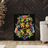 Harry Potter Hogwarts Wappen Diamond Painting fertig gerahmt als Wanddekoration im Wohnzimmer