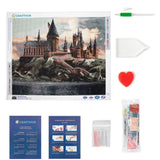 Harry Potter Schloss Hogwarts Diamond Painting Craft Hub Set mit Zubehör, Stift, Ablageschale und Diamant-Steinchen – Format 60x50 cm