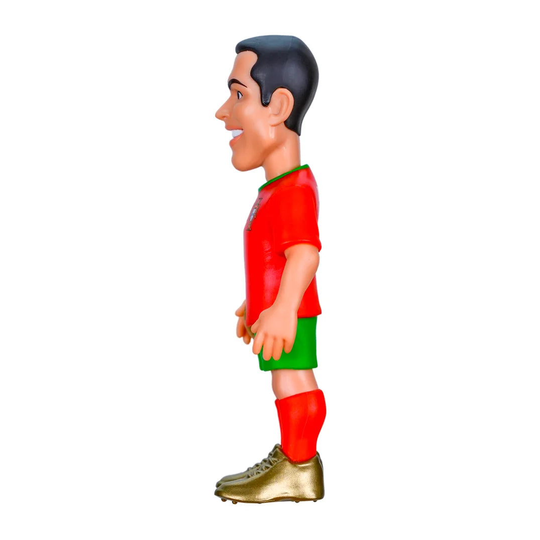 Spielerfigur in rotem Trikot und grüner Hose von der Seite