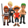 Vier One Piece Figuren: Nami, Sanji, Ruffy und Zorro