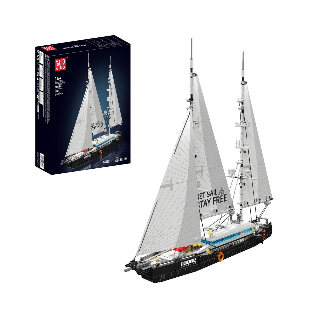 Mould King 10194 Modernes Segelboot Baukasten mit Verpackung
