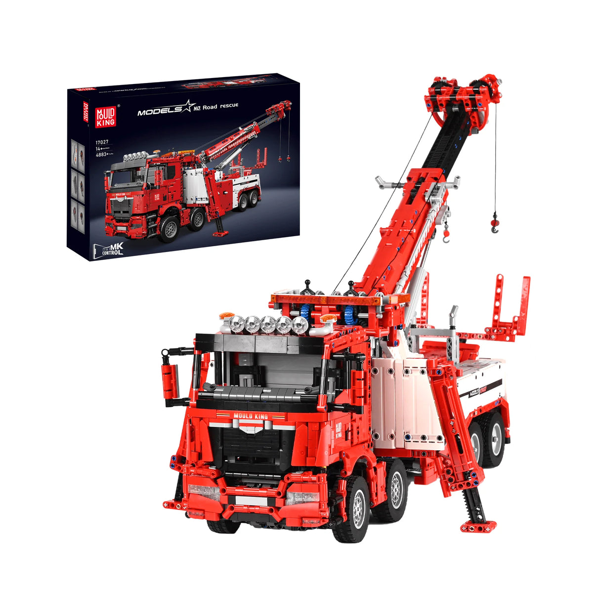 Roter Mould King Abschleppwagen mit Kran und Verpackung 58470797705600
