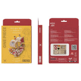 Verpackung des One Piece Thousand Sunny Holzmodells mit Vorder-, Seiten- und Rückansicht