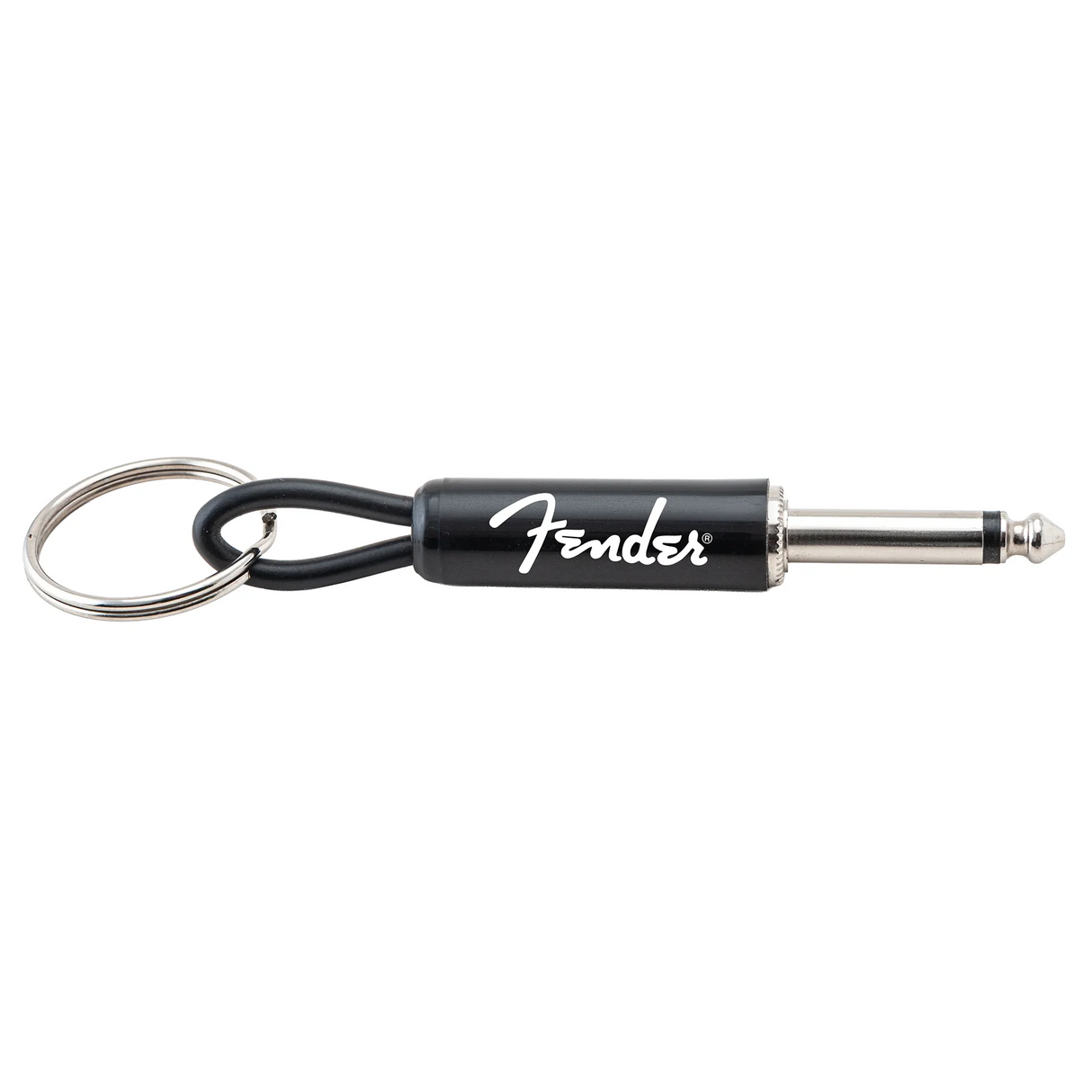 Pluginz Fender Guitar Plug Schlüsselanhänger schwarz mit Fender-Logo in Seitenansicht
