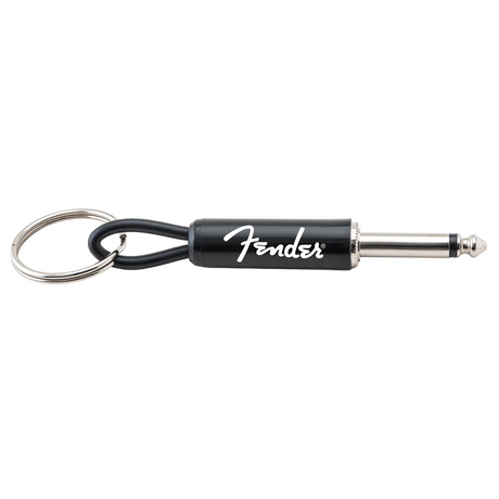 Pluginz Fender Guitar Plug Schlüsselanhänger schwarz mit Fender-Logo in Seitenansicht