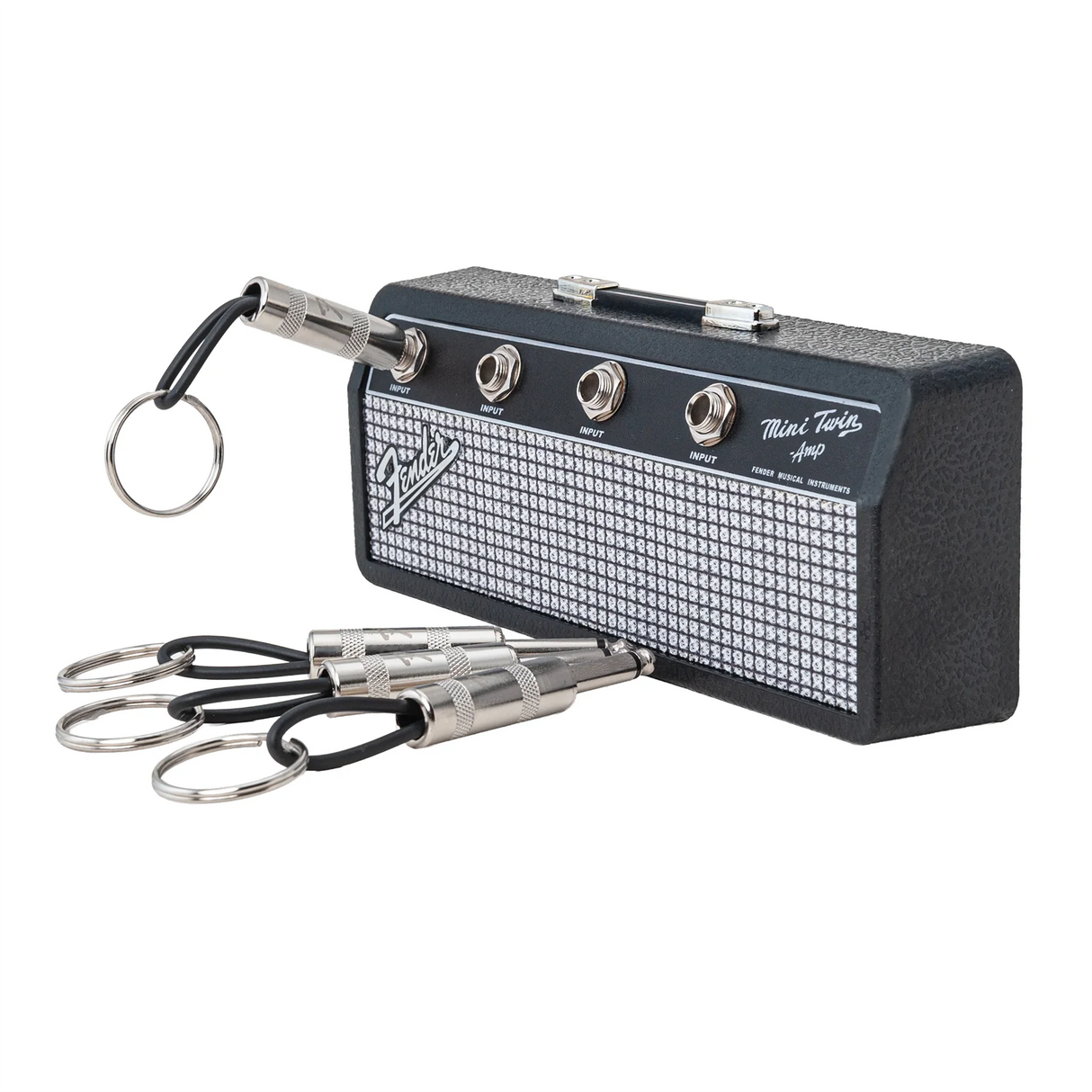 Pluginz Fender Mini Twin Amp Schlüsselhalter mit eingestecktem und losen Klinkenstecker-Anhängern