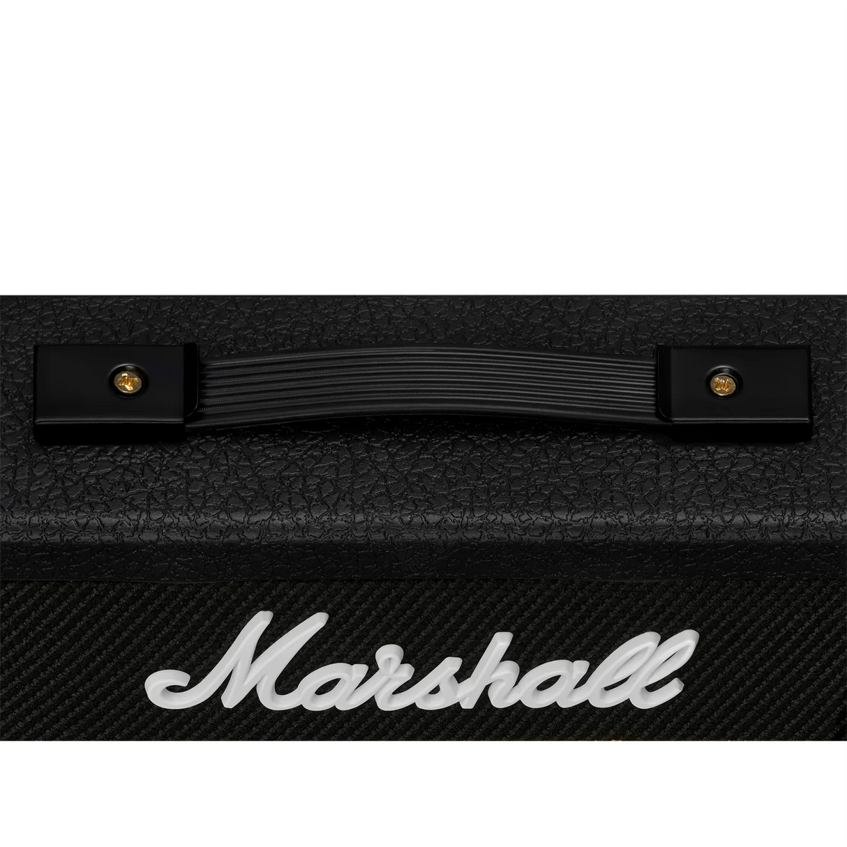 Detailaufnahme des Tragegriffs und Marshall-Logos des Pluginz JCM 800 Schlüsselhalters