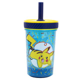 Pokémon « Pikachu » - Gobelet anti-chute - Anti-fuite avec paille en silicone (370 ml)