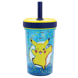 Pokémon « Pikachu » - Gobelet anti-chute - Anti-fuite avec paille en silicone (370 ml)