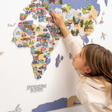 2D Kinder Weltkarte aus Holz - Wanddekoration